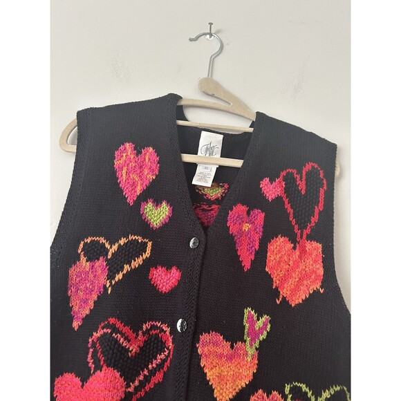 Rare Vintage Fisher Hill Funky Heart Embroidered Knit Sweater Vest Size XL - Picture 5 of 9